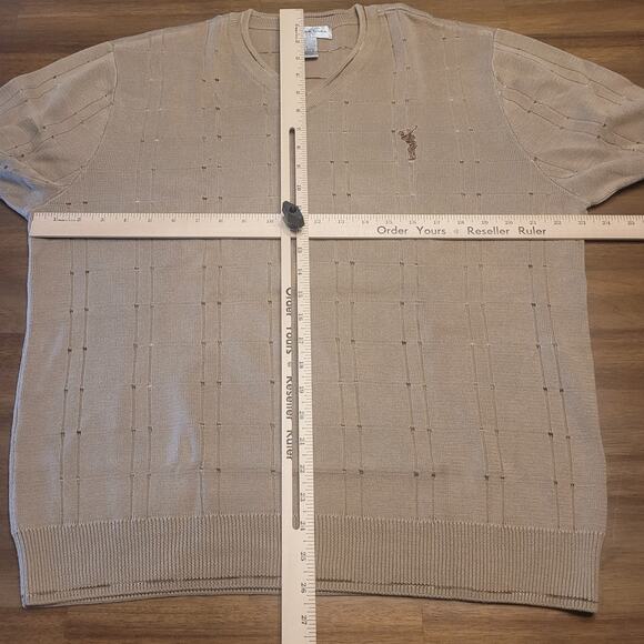 🏌️♂️ VTG Cypress Links Men’s Golf Sweater – Beige Textured Knit V-Neck –Size L - Picture 6 of 7